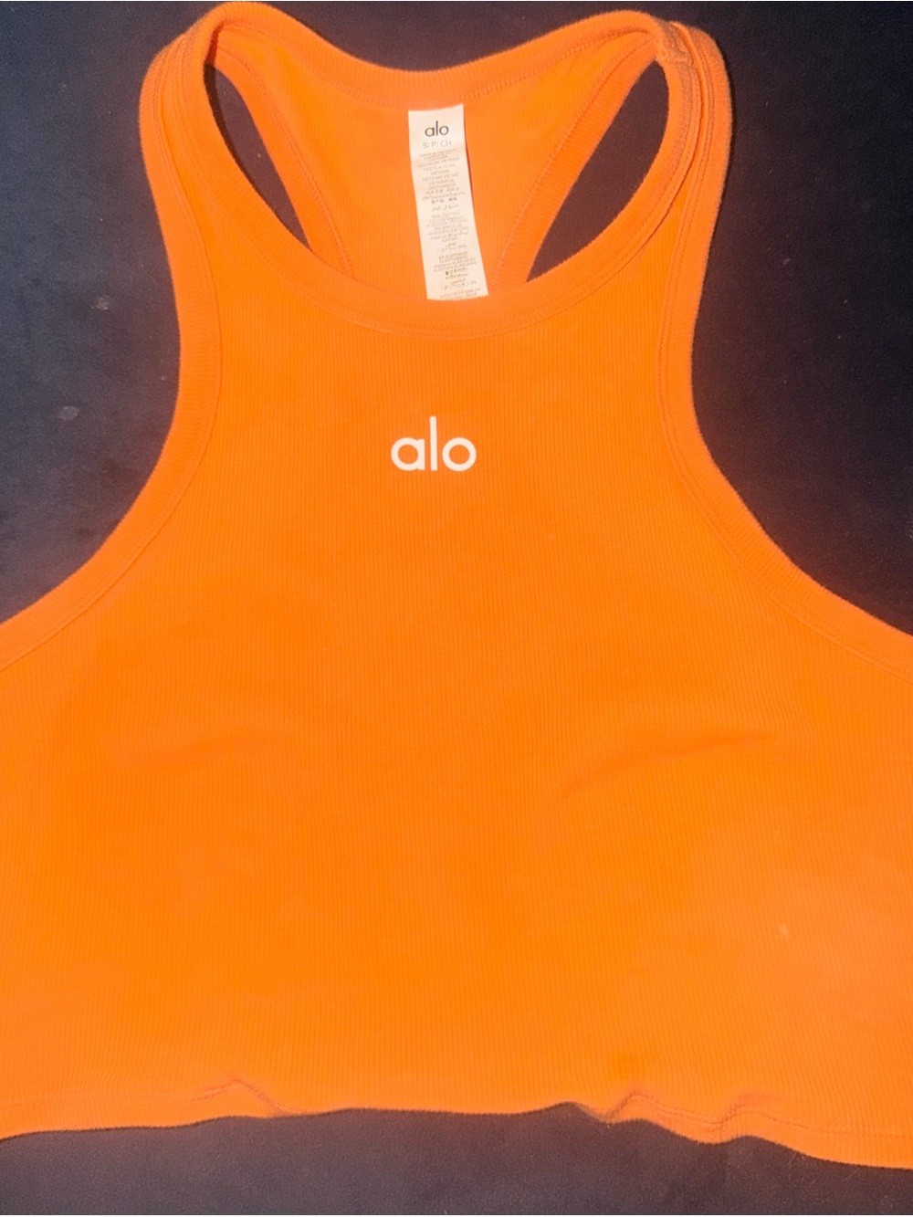 ALO Yoga Women's Orange Aspire Tank Crop Tank Top NEVER WORN